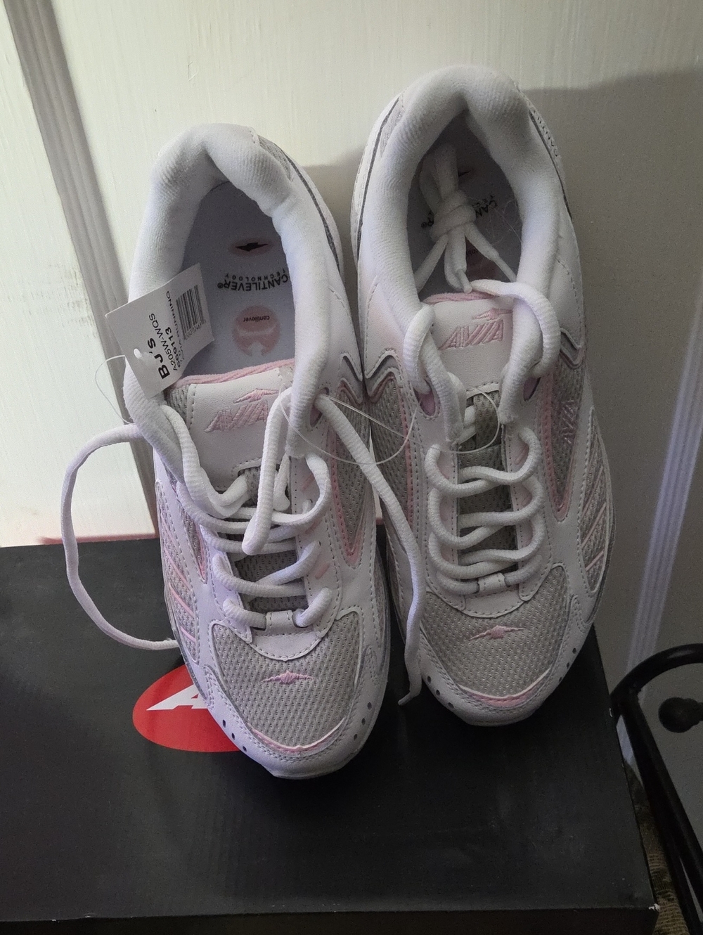 Avia White Athletic Sneakers with Light Pink Accents